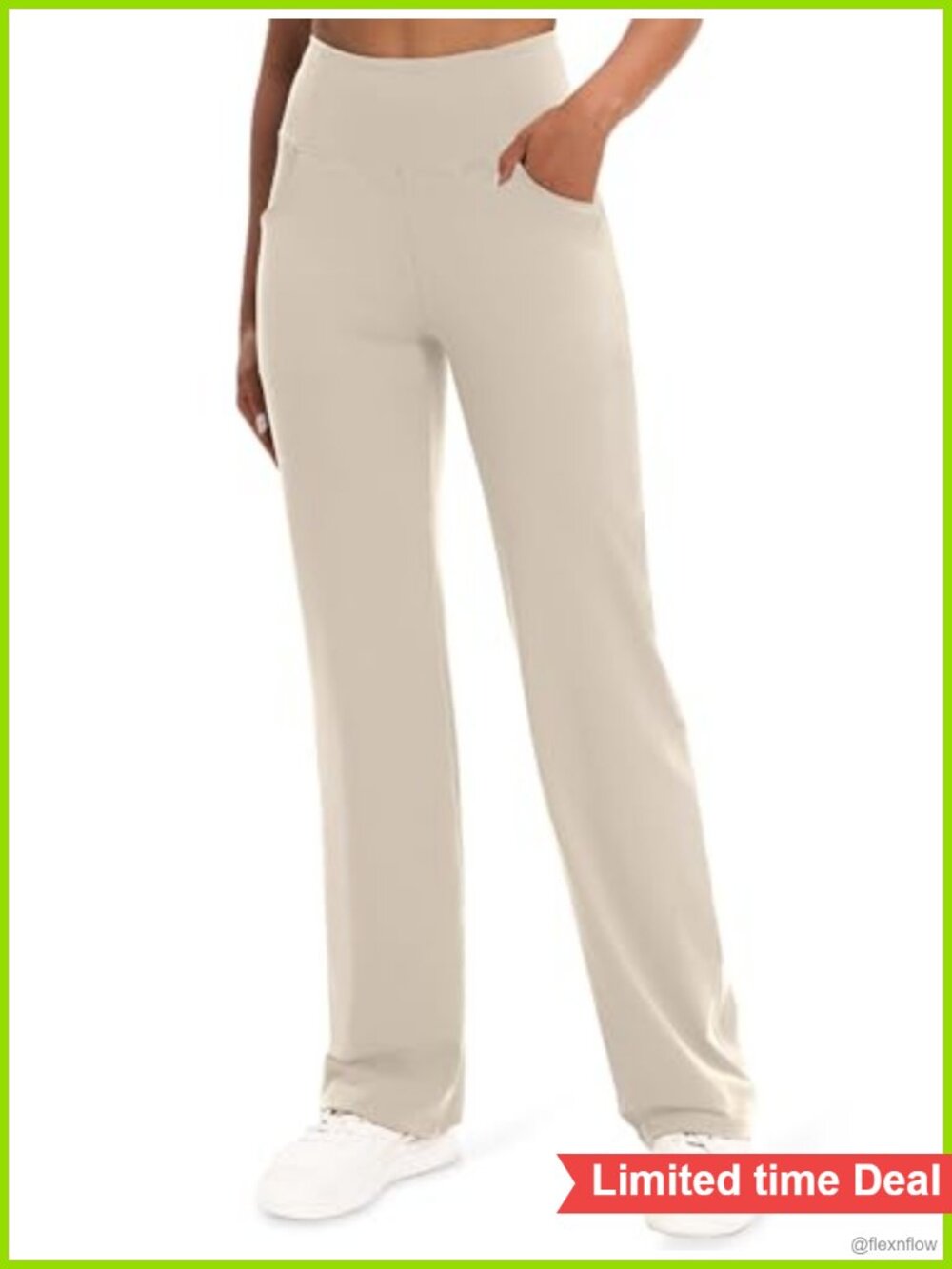 High Rise Tummy Control Yoga Pants with Pockets, Straight Leg 4 Pocket